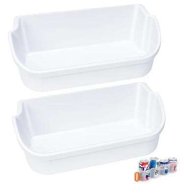 Imagem de [Pacote com 2] Prateleira de compartimento de porta de geladeira 240356401 atualizada compatível com peças de substituição de prateleira de porta de geladeira Frigidaire AP2116036 240356406 superior 2 prateleiras no lado da geladeira, com 2 organizadores de refrigerante