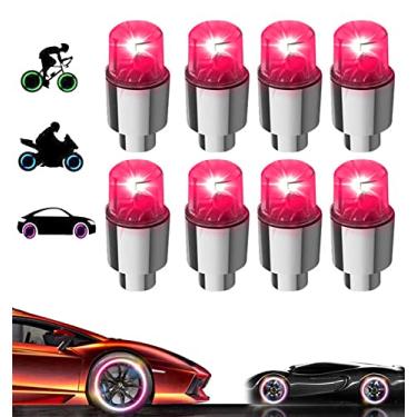 Imagem de YUERWOVER Pacote com 8 tampas de haste de válvula de LED para conjuntos de rodas de pneus de carro, luzes de ar, neon, bicicleta, motocicleta, pneu, caminhão, carrinho de golfe para crianças, homens e