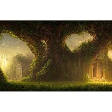 Imagem de Fundo de aquário de castelo, palácio abandonado, castelo coberto de vegetação, hera e videiras, fundo de terrário, salões vazios de átrio capturados pela natureza e vegetação, fundo de aquário de