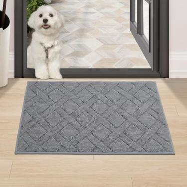 Imagem de COSY HOMEER Tapete de porta de cachorro para patas enlameadas, absorve umidade e sujeira, tapete de lama para cães, tapete lavável antiderrapante, tapete de porta interna de entrada de polipropileno