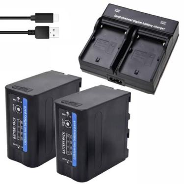 Imagem de Kit 2 Baterias Com Carregador Duplo para Led Filmadora NP-F980 - SOLES