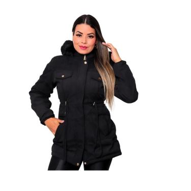 Imagem de Jaqueta ParKa Sarja Peluciada com Capuz -Feminino