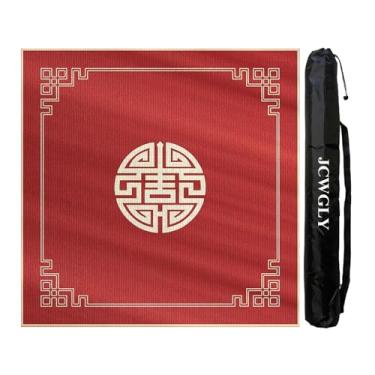 Imagem de Tapete De Mahjong Quadrado Vermelho Para Mesa, Capa De Mesa Grossa, Tapete De Jogo Antiderrapante E Redutor De Ruído Com Bolsa De Transporte Para Cartas De Pôquer E Jogos De Tabuleiro(Red 2,100cm/39.3