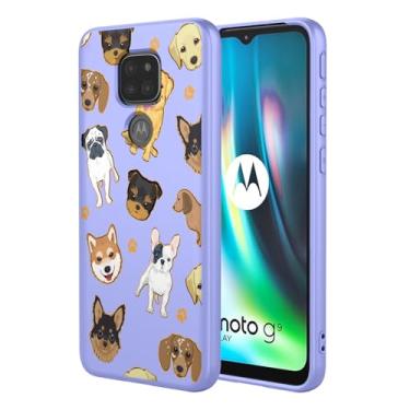 Imagem de KOARWVC Capa de celular para Moto G9 Play, Motorola G9, Moto E7 PLUS XT2081-1 XT2083-1, capa fofa com design de padrão de gato, capa protetora fina de TPU macio para Motorola Moto G9 Play, cachorro