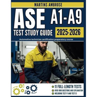 Imagem de Guia de estudo ASE A1-A9 2025-2026 Curso de técnico automotivo