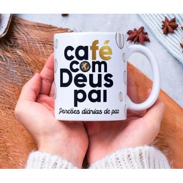 Imagem de Caneca Livro Café com Deus pai Porções diárias de Paz Junior Rostirola - 325ml