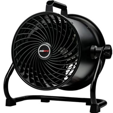 Imagem de ECOMAX Ventilador circulador de ar de tambor de alta velocidade de 25 cm, ventilador de oficina resistente com ventilador de piso inclinado de 3 velocidades e 360° para armazém, industrial, oficina