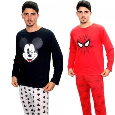 Imagem de KIT 3 Pijamas Adulto Masculino Inverno HOMEM ARANHA MICKEY SONIC  - SL