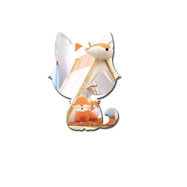 Imagem de MACGIKMIRO Little Fox Espelho acrílico inquebrável espelho não quebrável espelho inquebrável espelho de parede acrílico espelhos decorativos espelhos sem moldura para decoração de sala de casa