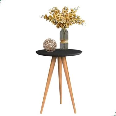 Imagem de Mesinha Lateral De Canto Apoio Sala Pé Palito Classico Retro (Redonda, Preta)