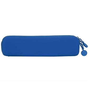 Imagem de MUNEFE Estojo de silicone, bolsa cosmética de silicone à prova d'água, bolsa de pincel de maquiagem de silicone com fecho de zíper para suprimentos de maquiagem (azul (pequeno))