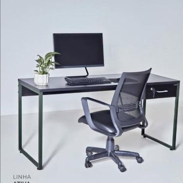 Imagem de Cadeira Giratória em Tela com Braço Ativa Preto