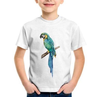 Imagem de Camiseta Infantil Arara Azul - Foca na Moda, Branco, 10