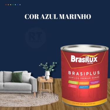 Imagem de Tinta Semi Brilho Cor Azul Petróleo 800ml Brasiplus Acrílica Lavável. 