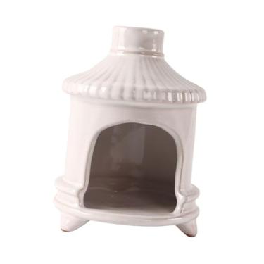 Imagem de IEUDNS Titular do incenso Cerâmica Presente atencioso Easy Clean elegância Ornamento artesanal Burner de incenso versátil para mesa lateral Tabel, Branco