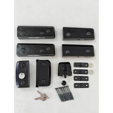 Imagem de Kit 08 porta pivotante dupla em vidro temperado HELA (Preto)