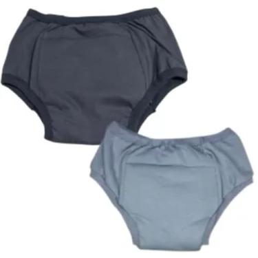 Imagem de Roupa Intima Unissex Tecido Algodão Geriátrica com Absorvente Para Incontinencia Urinária Segura Escapes Xixi kit 2unds Cinza Chumbo (GG)