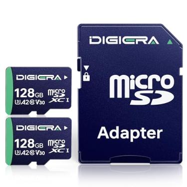 Imagem de DIGIERA Cartão de memória CT100 microSDXC UHS-I de 128 GB com adaptador - até 100 MB/s, C10, U3, V30, 4K UHD, A2, cartão micro SD para smartphones, tablets, câmeras, consoles de jogos e drones (pacote