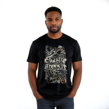 Imagem de Camiseta Preta Charlie Brown Jr. - 100% Algodão - Bomber Rock, G1