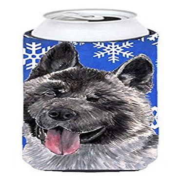 Imagem de Caroline's Treasures SC9481TBC Akita Inverno Flocos de Neve Feriado Alto Menino Hugger Can Cooler Manga Hugger Lavável à Máquina Beber Manga Hugger Dobrável Isolador Suporte Isolado para Bebidas