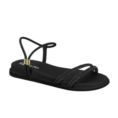Imagem de Sandália Papete Beira Rio Conforto Tiras Elástico Feminina Preto