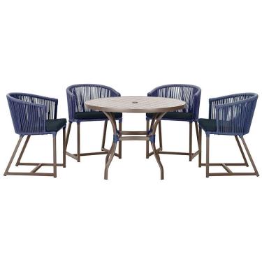 Imagem de Mesa Com 4 Cadeiras E Noronha Estofado 12 Trama Original Azul