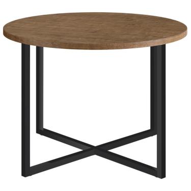 Imagem de Mesa de Centro Redonda Artesano 50 cm (largura) em mdp Vermont Estrutura Metálica em Aço Preto