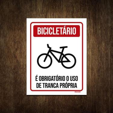 Imagem de Placa De Sinalização - Bicicletário Obrigatório Tranca 36X46