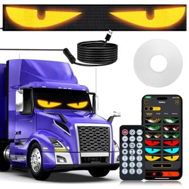 Imagem de Ojos LED para carro, luz de olho de diabo para carros, 133 x 19 cm, luzes de olho grandes personalizadas dinâmicas para pára-brisa de caminhão com controle remoto e aplicativo Bluetooth