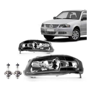 Imagem de Kit par farol gol 2005 G4 mascara negra power + par lampada H4 halogena