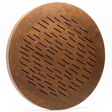 Imagem de Ferramenta de cura sonora "Water-Fall Disk" 50,8 cm | Som de água meditativa | Tambor de madeira do oceano | Som relaxante de 60 segundos | Semelhante ao Rainstick/Rain Disk ou Ocean Drum | Design de