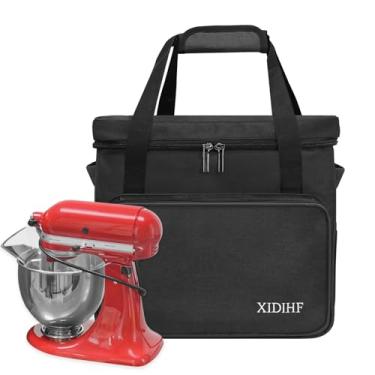 Imagem de XIDIHF Bolsa misturadora com suporte para KitchenAid de 4,5 a 5 Qt, armazenamento portátil e estojo de transporte de viagem com bolsos de acessórios – preta