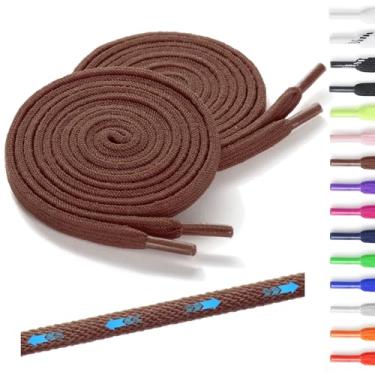 Imagem de Neo-wows 2 pares de cadarços elásticos sem amarração para tênis, duráveis, cadarços para sapatos de cano alto e botas, crianças e adultos, Marrom, 63"(160cm)