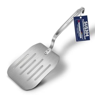 Imagem de WAGENSTEIGER Espátula extralarga de aço inoxidável – design antiaderente de grau comercial, lâmina fina e alças resistentes ao calor para omelete, peixe, hambúrgueres, panquecas, jeans coreano,