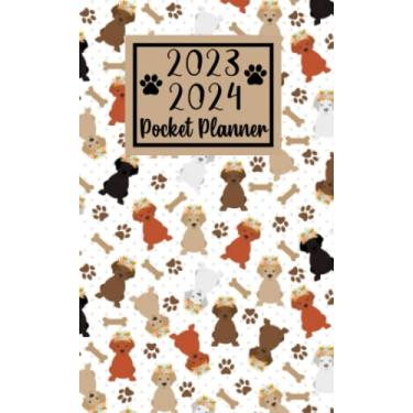 Imagem de 2023 2024 pocket planner For Purse Dog Lovers: 2 year Pocket Calendar January 2023 to December 2024 | 24 Months Monthly Planner & Organizer For Purse ... with Federal Holidays | Cute Dogs Pattern