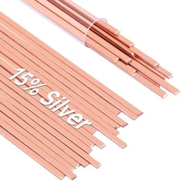 Imagem de DEXLALA 30 varetas de soldadura BCuP-5 15% prata solda cobre fósforo grau industrial 0,050 x 1/20.3 cm x 25.4 cm para ar condicionado, geladeira, armazenamento a frio, unidades HVAC