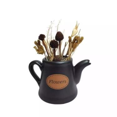 Imagem de Bule Pequeno de Ceramica Elegance Decorativo Flowers Black - Decore Ca