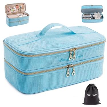 Imagem de ELCUPA Estojo de viagem para ferramentas de cabelo de camada dupla com bolsa preta para secador de cabelo com divisor removível compatível com Shark FlexStyle/SmoothStyle - Organizador de viagem de