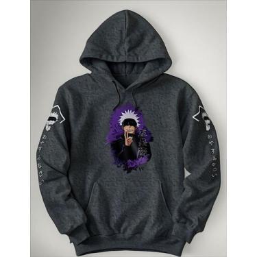 Imagem de Blusa Moletom Canguru Capuz E Bolso Satoru Gojo Personagens - Lobo Set