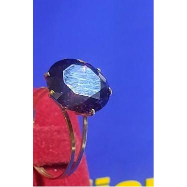 Imagem de Anel 15 Anos Debutante Pedra Lilas Anetista Solitário Ouro 18 Kilates 