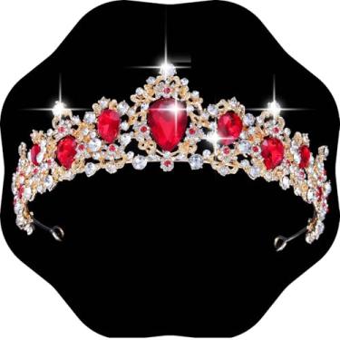 Imagem de Kamirola Coroa de rainha barroca, coroa de noiva de strass e tiaras de cristal para aniversário, formatura, concurso, festa de Halloween, Natal (TR05), Medium, Liga metálica, Cristal