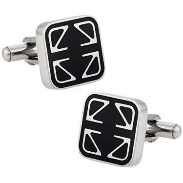 Imagem de Abotoaduras de aço inoxidável com caixa de apresentação Cuff-Daddy com design exclusivo preto esmaltado