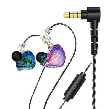 Imagem de KAMINRUN Fones de ouvido intra-auriculares DX2, fones de ouvido estéreo IEM Hi-Fi, fones de ouvido profissionais com isolamento de ruído, fones de ouvido dinâmicos com fio de driver duplo com cabo