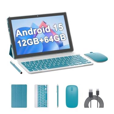 Imagem de Tablet de 10 polegadas Android 15 (não vai), tablets com teclado 64 GB de ROM + 12 GB de RAM (expansão de 4 + 8 meses), suporta expansão de 1 TB 2 MP + 8 MP, câmera dupla, 6000 mAh, 5G, WiFi6, tablet