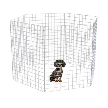 Imagem de Cercado Móvel Pet Grande Dobrável para Cachorros Pequeno e Médio Porte Coelho 80cm Altura Cercadinho Articulado Portátil (BRANCO, 6 TELAS)