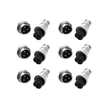 Imagem de 6 Pares - Conector Mike 3 Vias Circular Macho E Fêmea - 000021