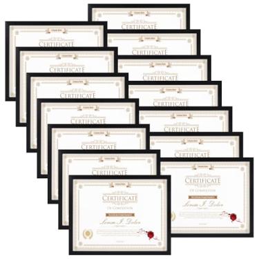 Imagem de WIFTREY Pacote com 14 molduras de certificado de 21 x 27 cm, várias molduras para fotos de 21 x 27 cm para moldura de diploma de documentos de prêmio, pendurar na parede ou exibição de mesa, preta