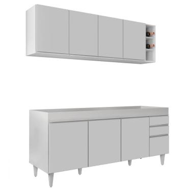 Imagem de Armário Nevada E Balcão Para Pia 180cm Dallas Branco - Lumil