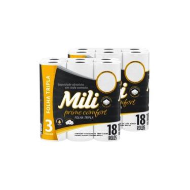 Imagem de Kit Papel Higiênico Prime Comfort Mili Folha Tripla 36 Rolos