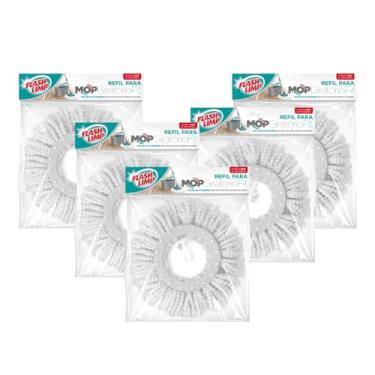 Imagem de Kit 5 Refil Mop Giratório Fit Flash Limp Universal Microfibra Lavável Compatível Modelos MOP5010 MOP9379 MOP9775 MOP7504